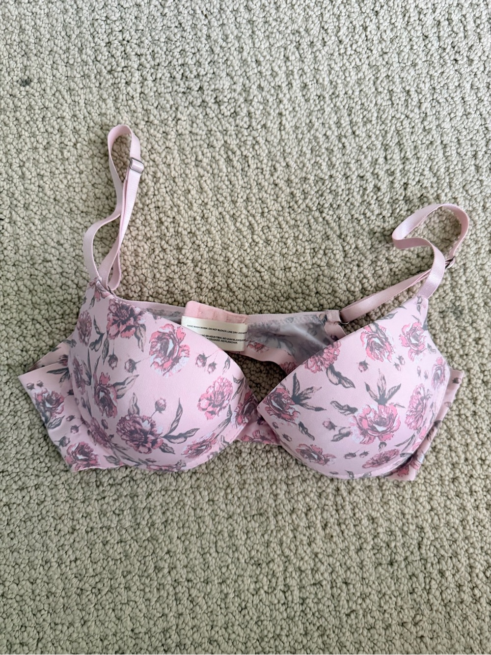 Pink Floral Underwire T-Shirt Bra - Women's Intimates 34C